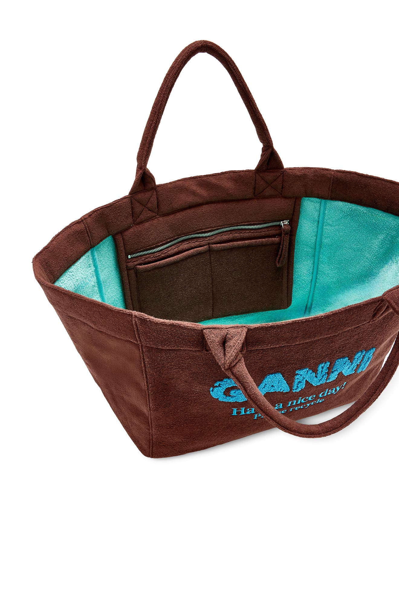 Ganni XXL Beach Resort Shopper, Alternate, color, Chicory Coffee