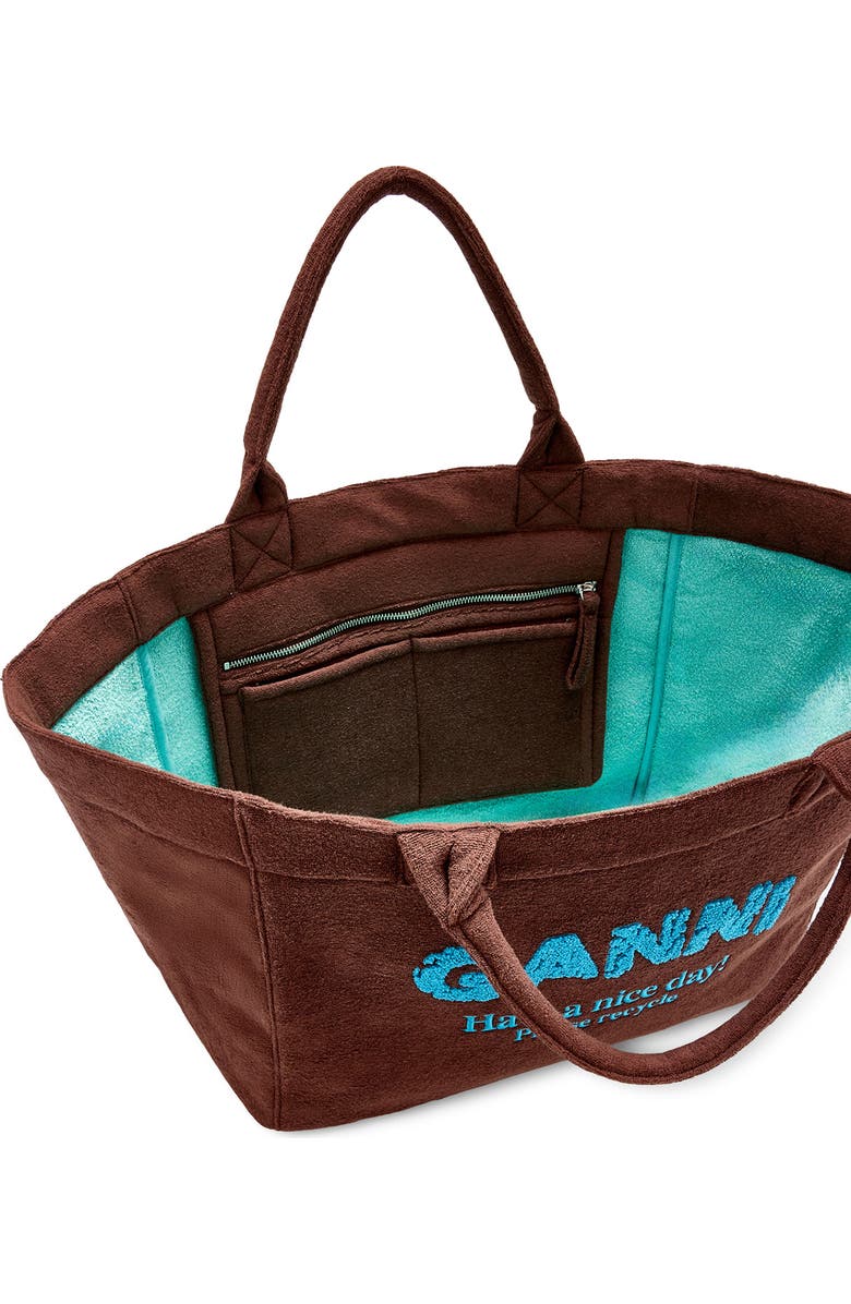 Ganni XXL Beach Resort Shopper, Alternate, color, Chicory Coffee