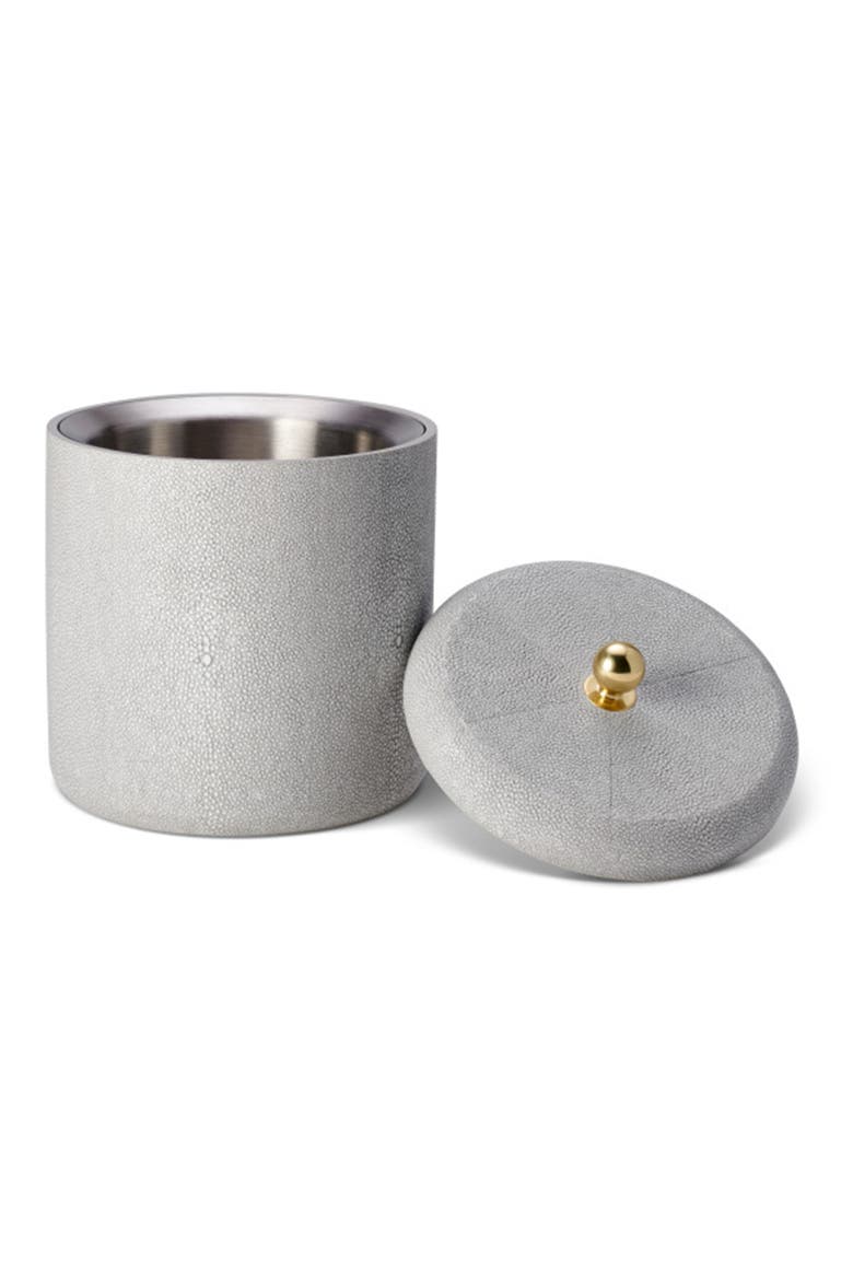 Faux Shagreen Ice Bucket, Alternate, color, DOVE