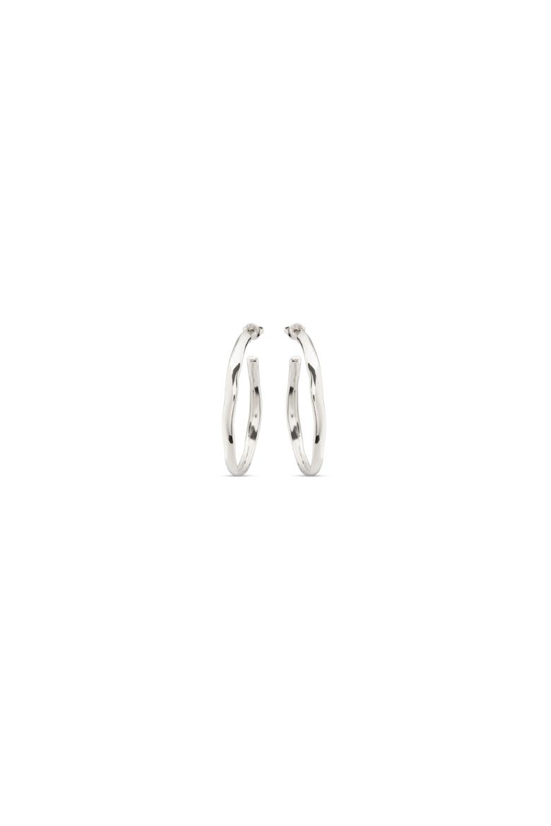 Sleek Open Hoop Earrings, Main, color, Silver