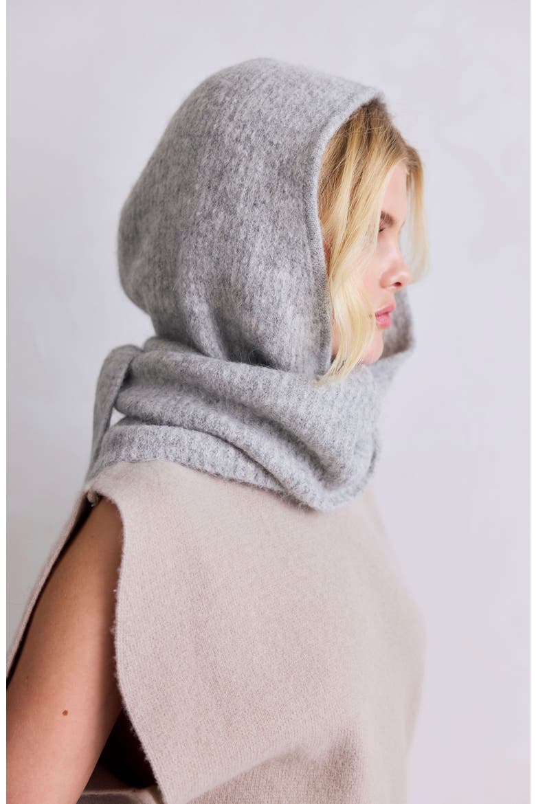 The Alpaca Blend Hooded Scarf, Alternate, color, BLIZZARD GREY