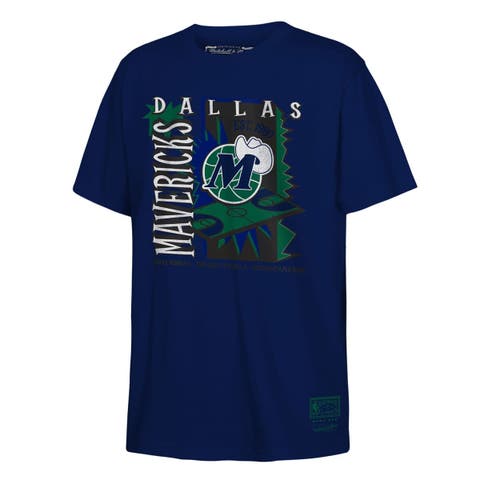 Youth Mitchell & Ness Navy Dallas Mavericks Retro '90s Poster T-Shirt
