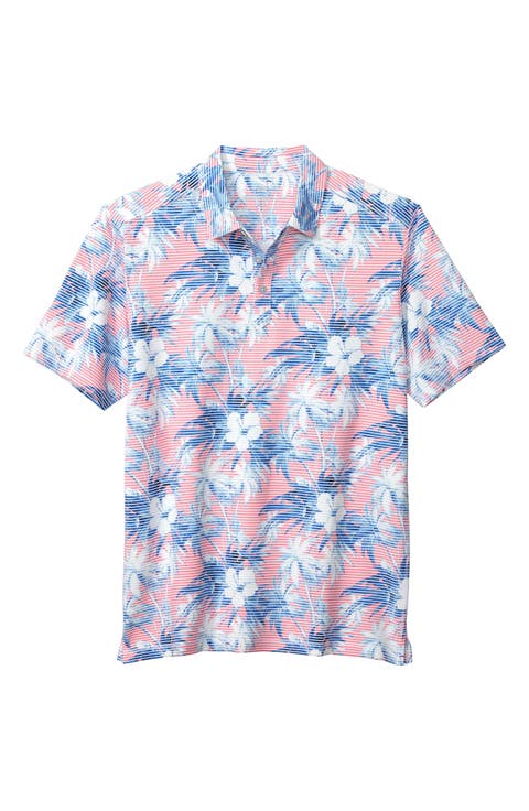 Costa Wave Hibiscus Isle Cotton & Linen Polo