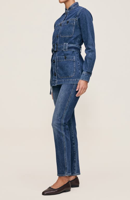 Dl1961 Tie Waist Utility Denim Jacket In Blue