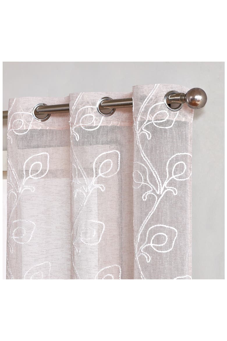 Set of 2 Embroidered Sheer Curtain Panels, Alternate, color, BLUSH
