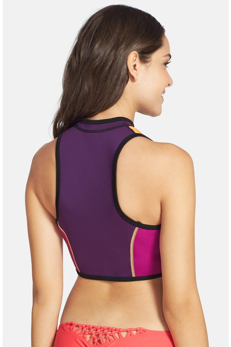 'The Bomb' Colorblock Crop Bikini Top, Alternate, color, PURPLE