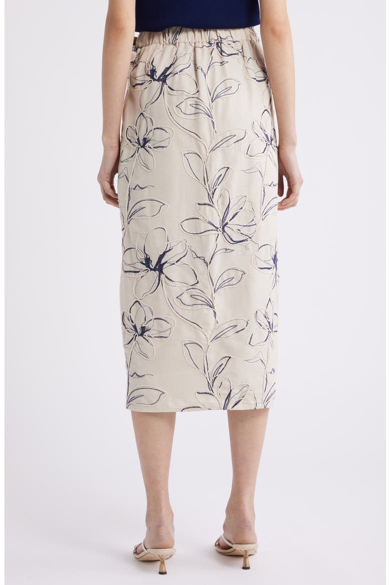 Embroidered Faux Wrap Midi Skirt, Alternate, color, NATURAL GRAIN MLT