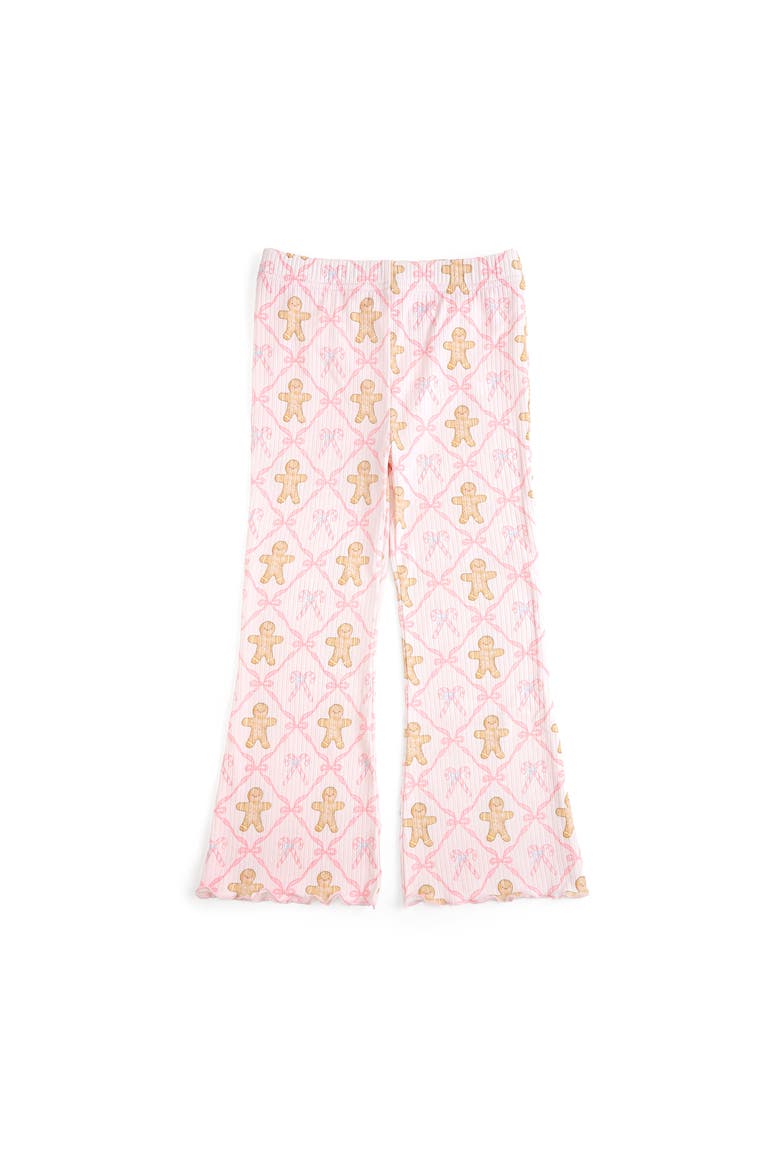 Gingerbread Bow Trellis Christmas Flare Legging, Main, color, Ballet Pink