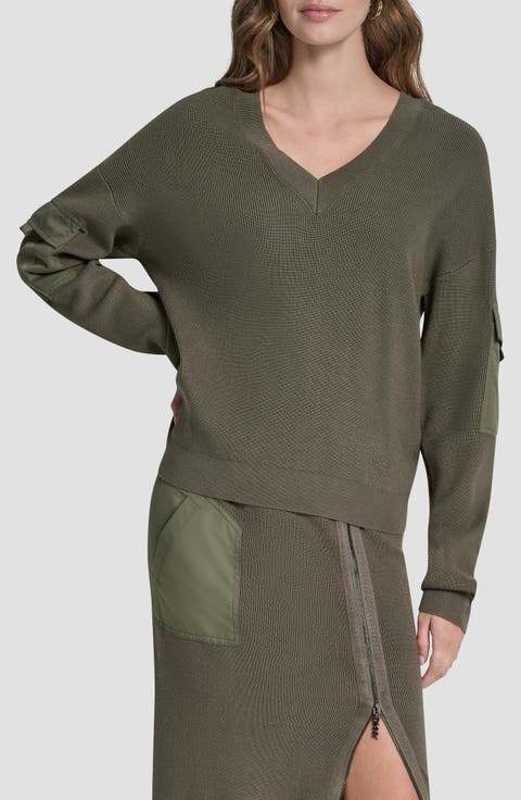 Cargo Sleeve Rib Sweater