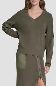 DKNY Cargo Sleeve Rib Sweater