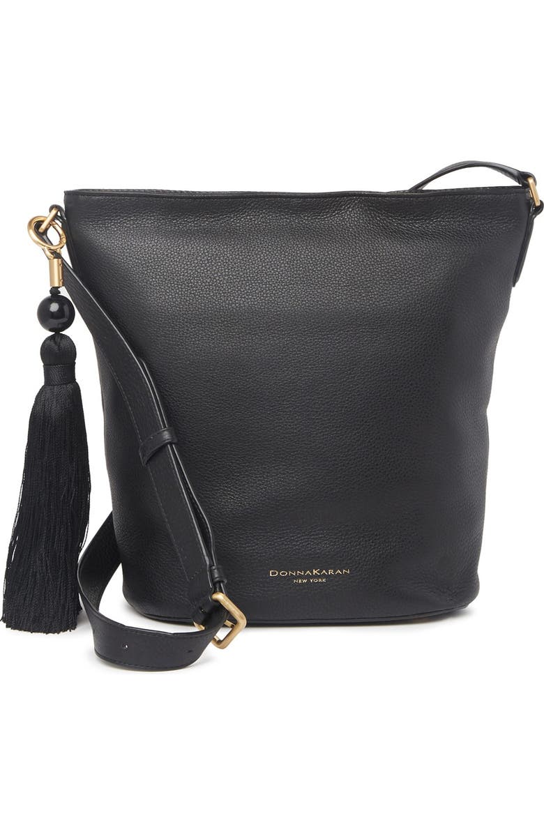 Donna Karan New York Raz Leather Bucket Crossbody Bag, Main, color,