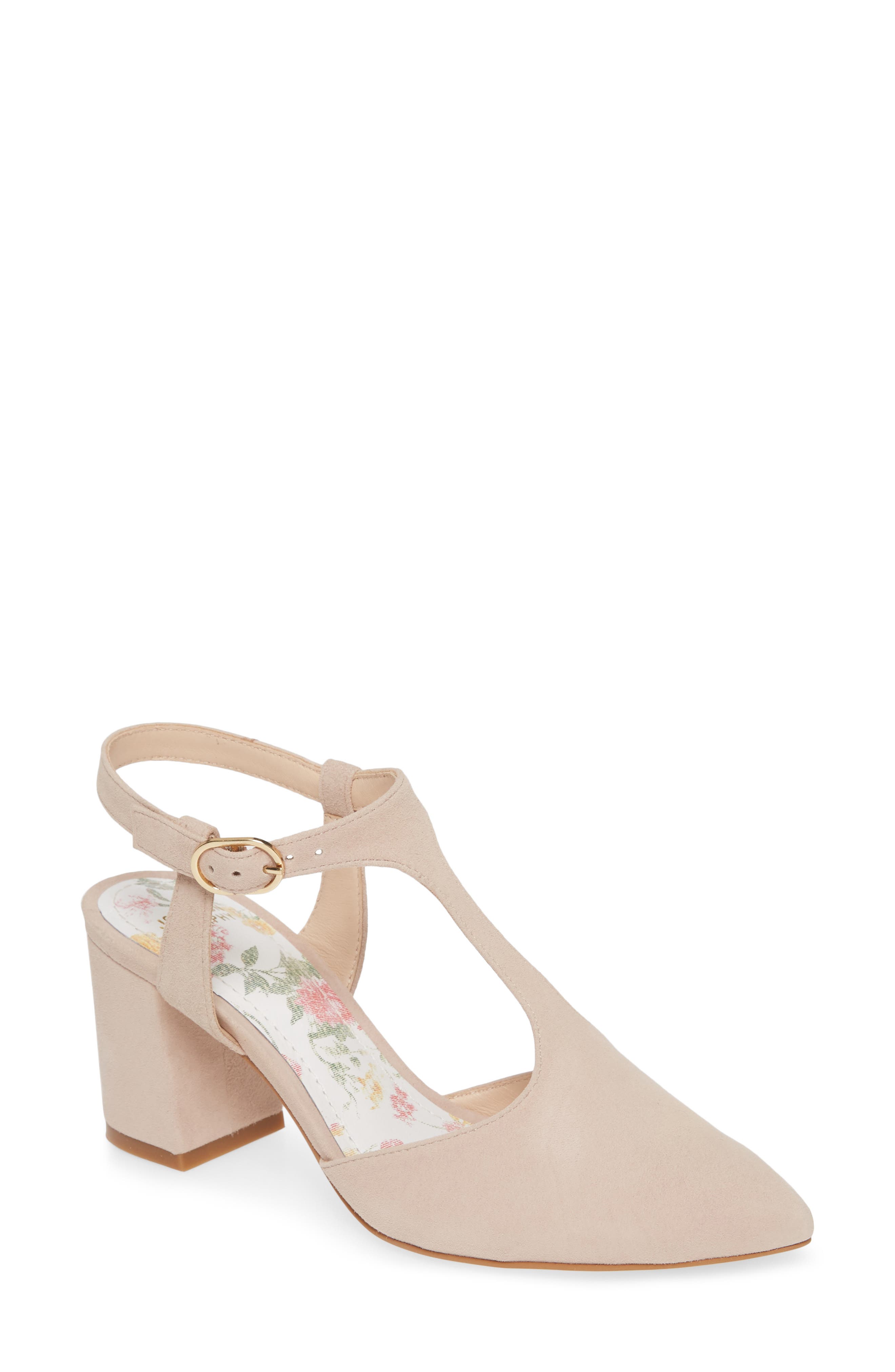 Laina T-Strap Pump, Main, color, SAND SUEDE SUEDE