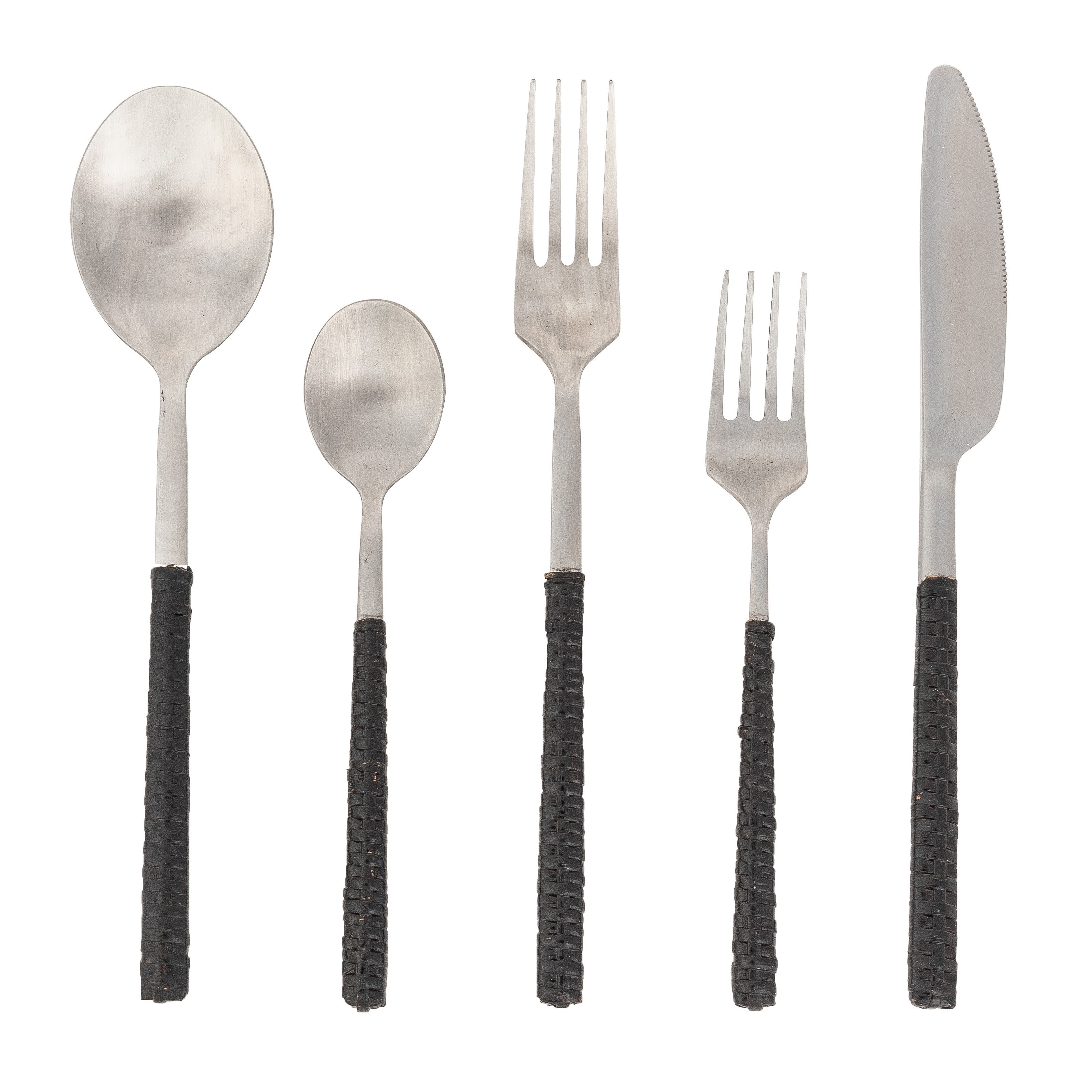 Artifacts Trading Company ™ Artifacts Rattan Stainless Steel Cutlery (set Of 5) In Black