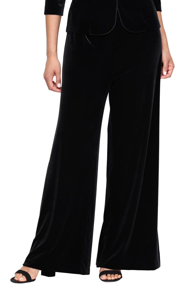 Stretch Velvet Palazzo Pants, Main, color, BLACK
