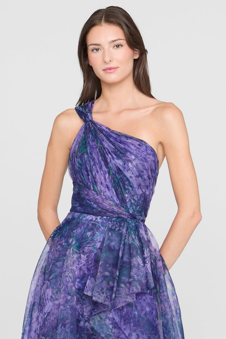 Orania One Shoulder Gown, Alternate, color, Botanic Twilight