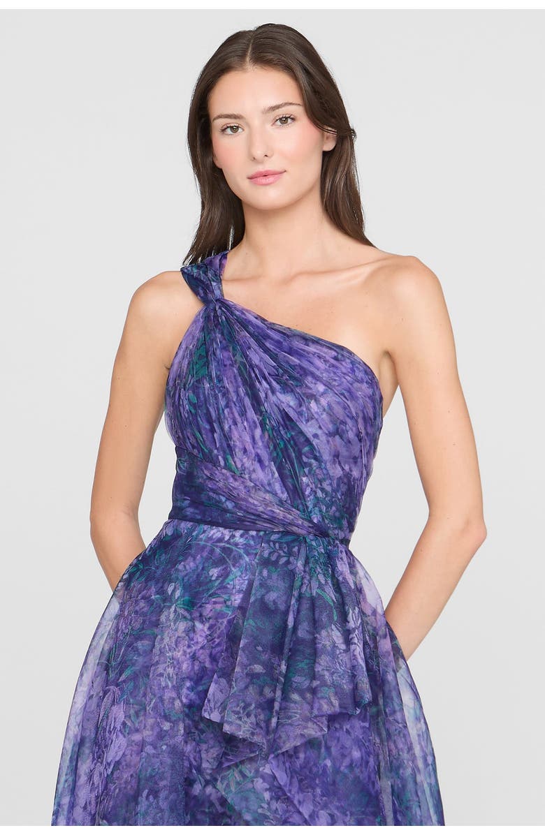 Theia Orania One Shoulder Gown, Alternate, color, Botanic Twilight