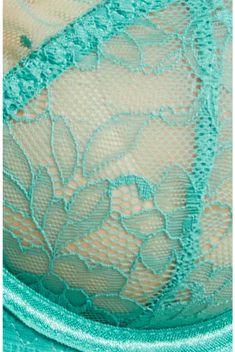 Ruffle Dotted Mesh & Lace Underwire Bra & Panties Set, Alternate, color, GREEN