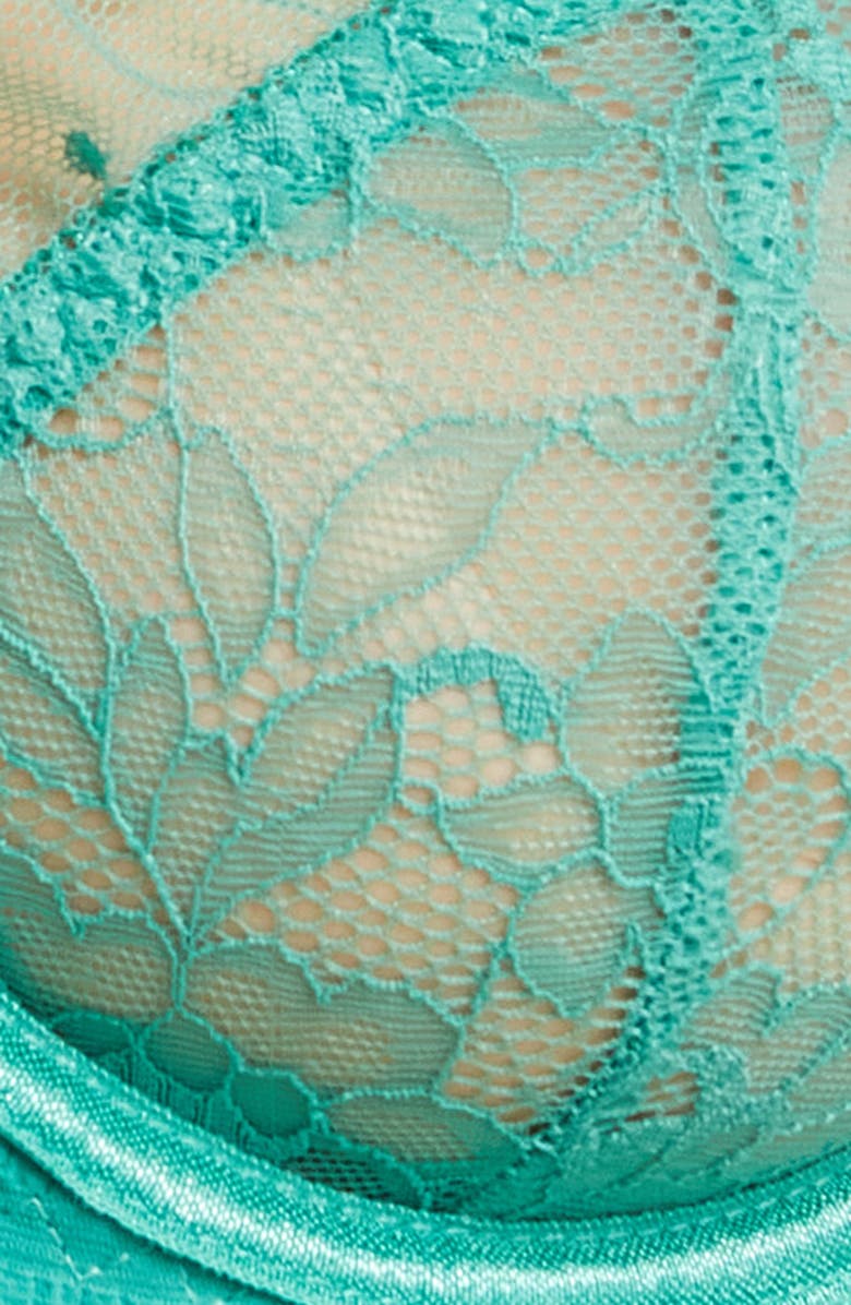 Hauty Ruffle Dotted Mesh & Lace Underwire Bra & Panties Set, Alternate, color, Green