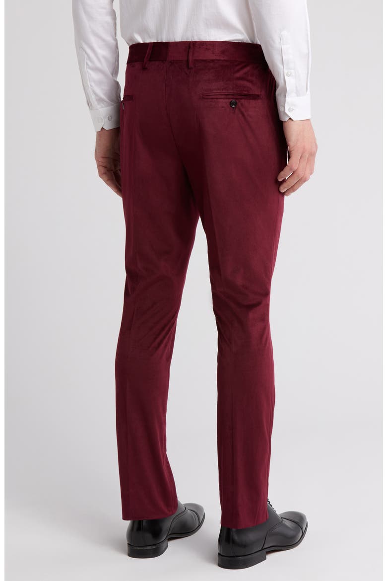 Slim Fit Velvet Dress Pants, Alternate, color, BURGUNDY