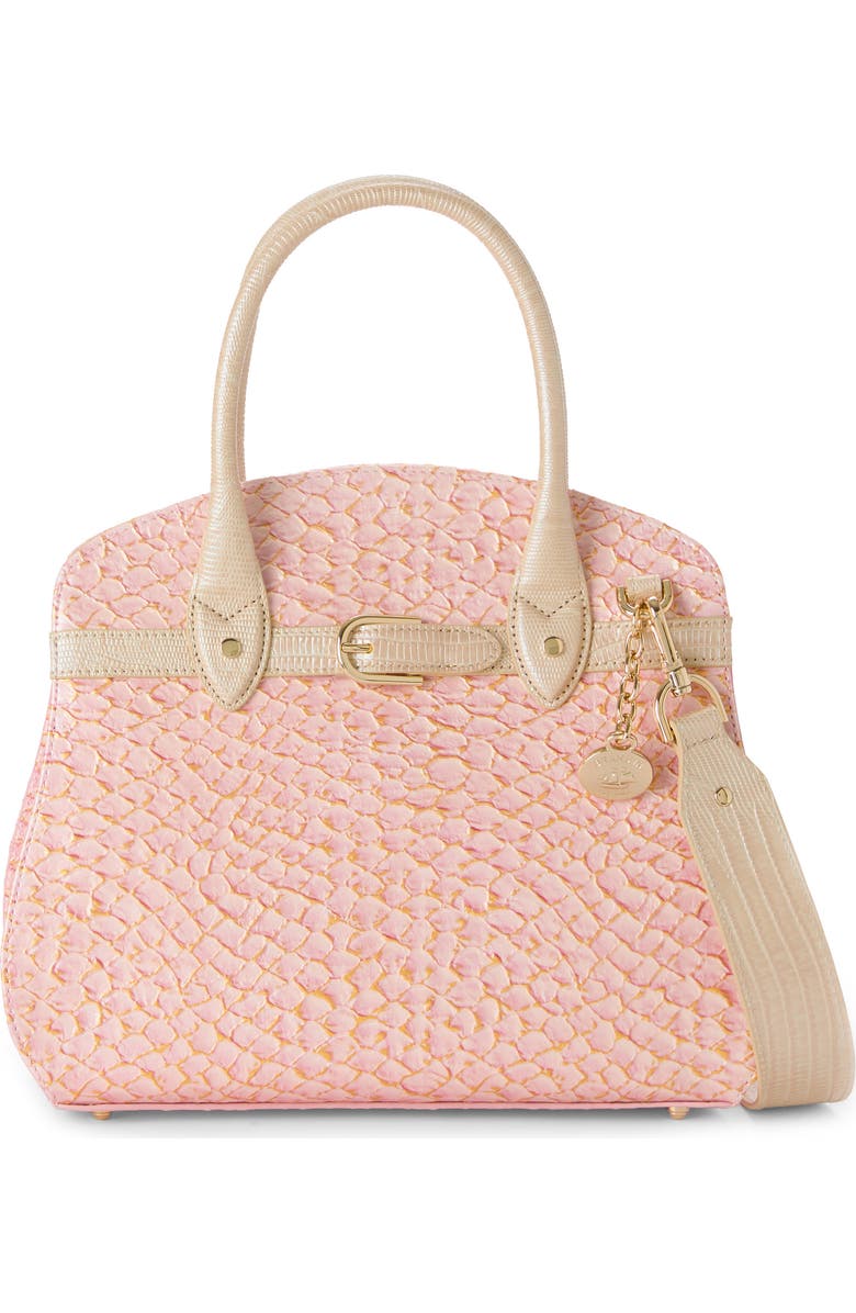 Brahmin Rosetta Embossed Leather Satchel, Alternate, color, Pink
