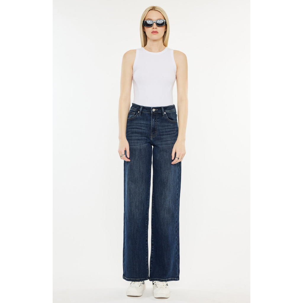 Kancan Samia Essentials High Rise Wide Leg Jeans In Blue