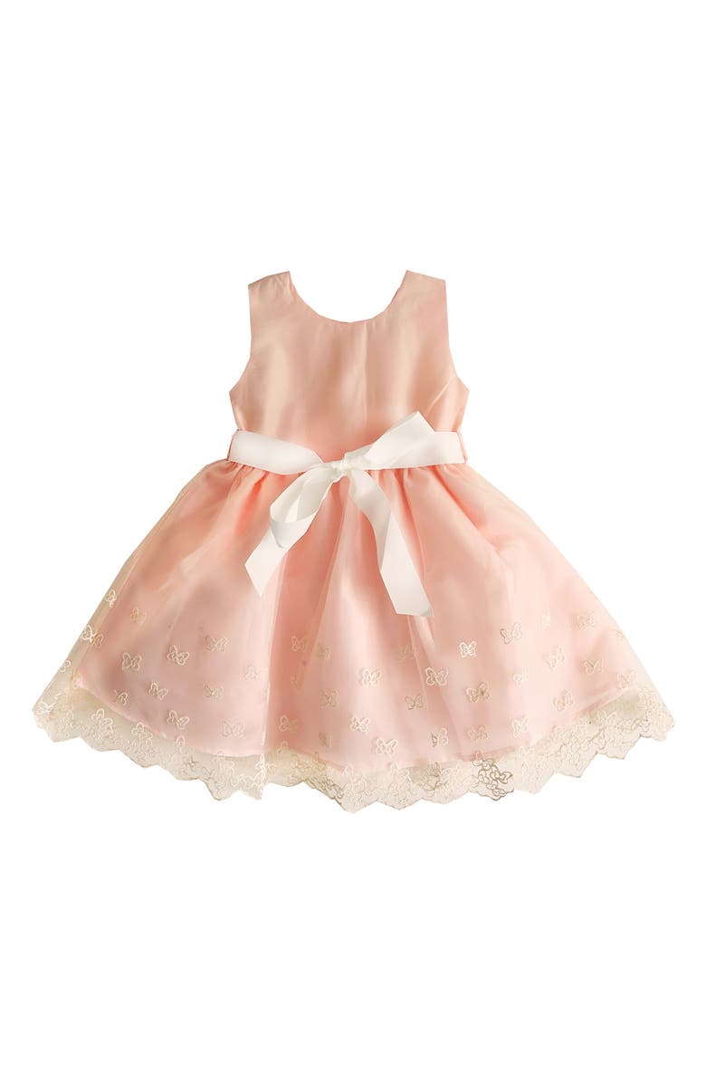 JOE-ELLA Kids' Embroidered Butterfly Dress, Main, color, Light/ Pastel Pink