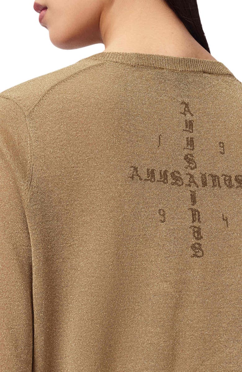 AllSaints Tilli Metallic Long Sleeve T-Shirt Dress, Alternate, color, 