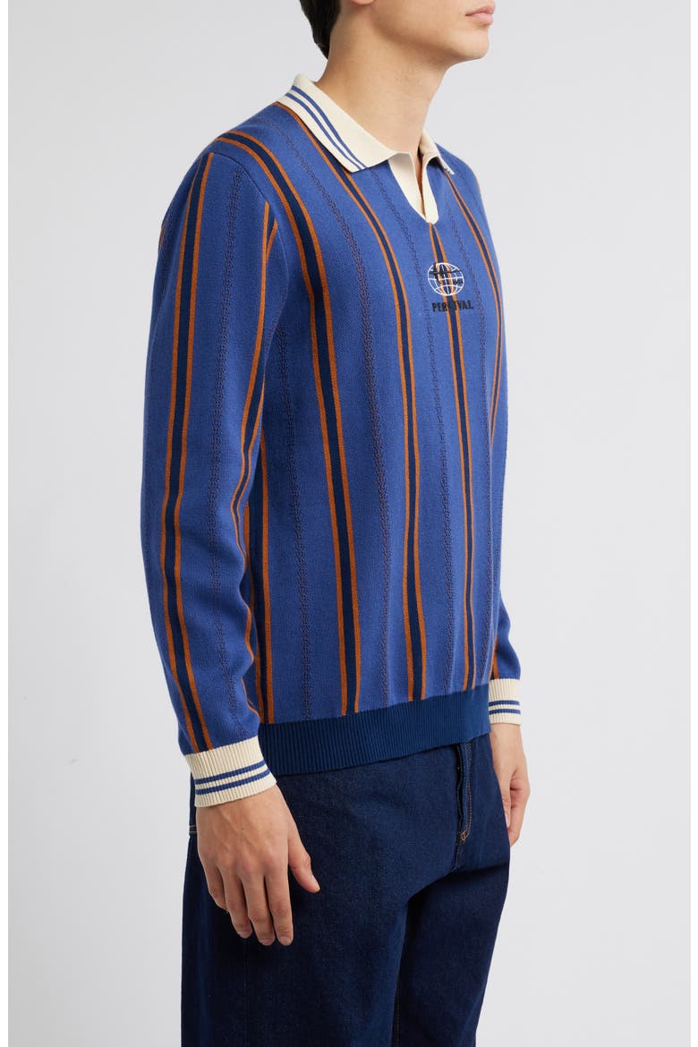 Import Embroidered Stripe Polo Sweater, Alternate, color, NAVY
