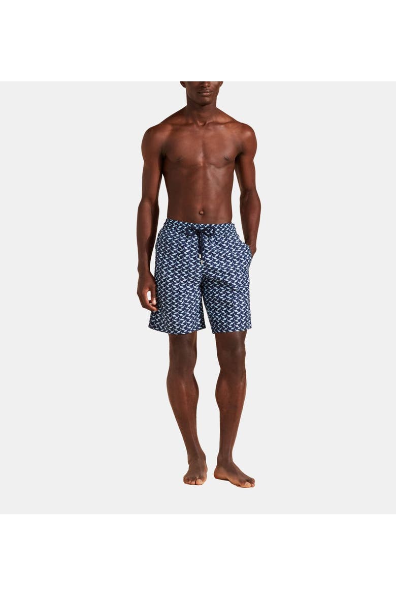 Men's Net Sharks Longer Length Board Shorts, Main, color, BLEU MARINE