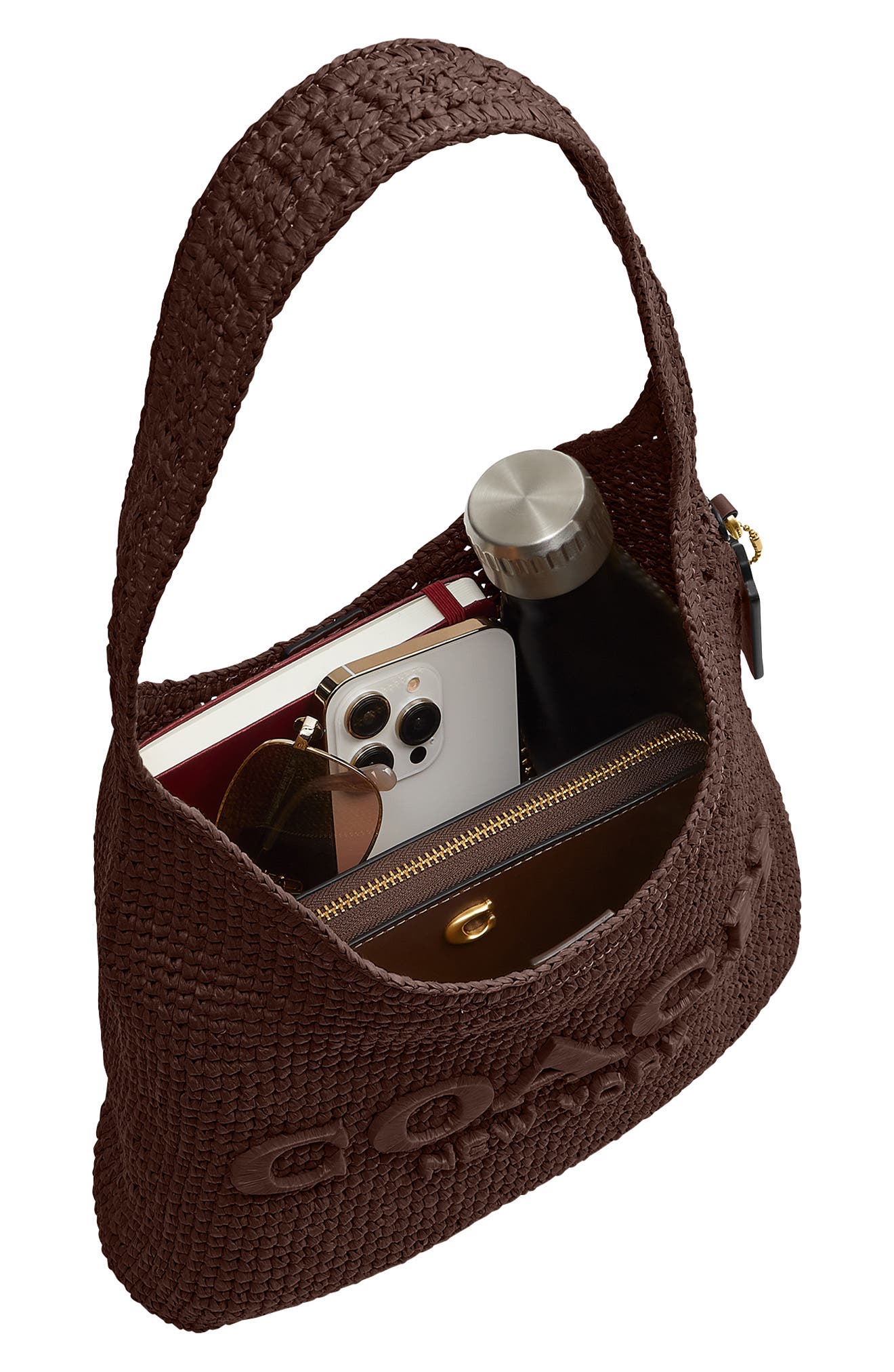 COACH Brooklyn Refined Weave Shoulder Bag, Alternate, color, Maple