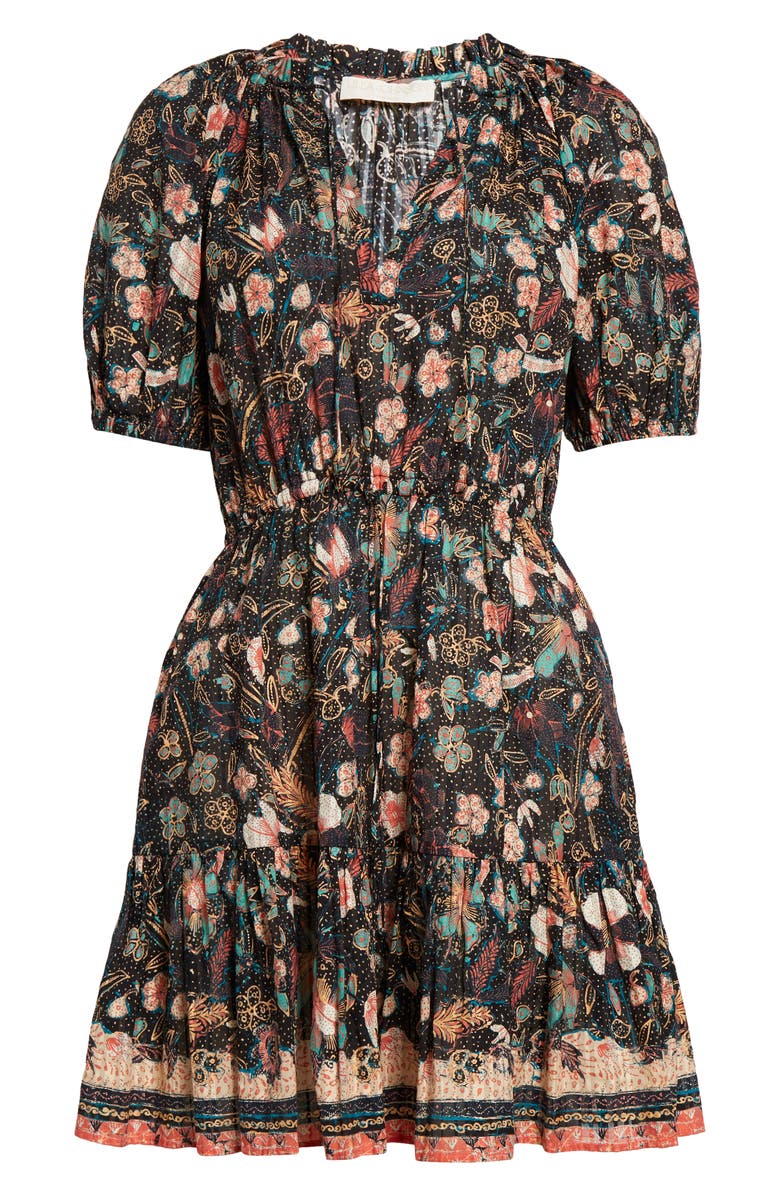 Ulla Johnson Sanna Floral Puff Sleeve Cotton Blend Minidress, Alternate, color, 
