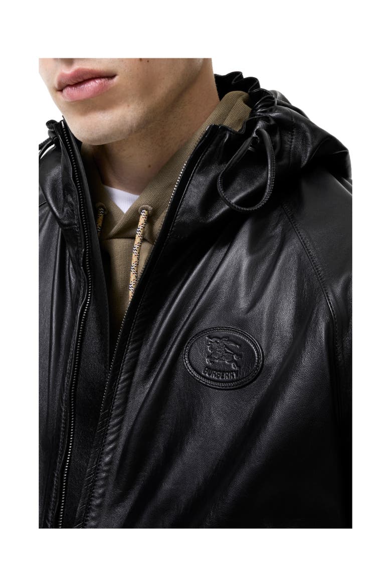 Leather Clapton Hooded Jacket, Alternate, color, Black