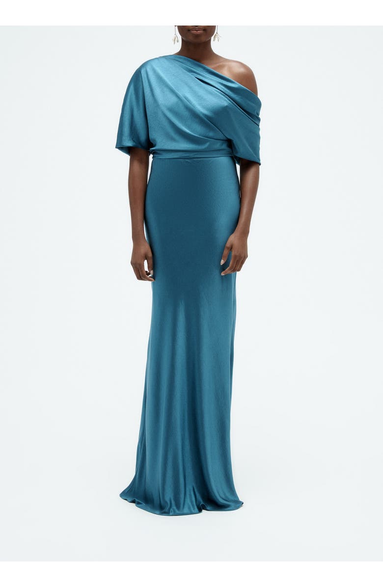 Amsale Liquid Satin Slouch Gown, Main, color, Ocean