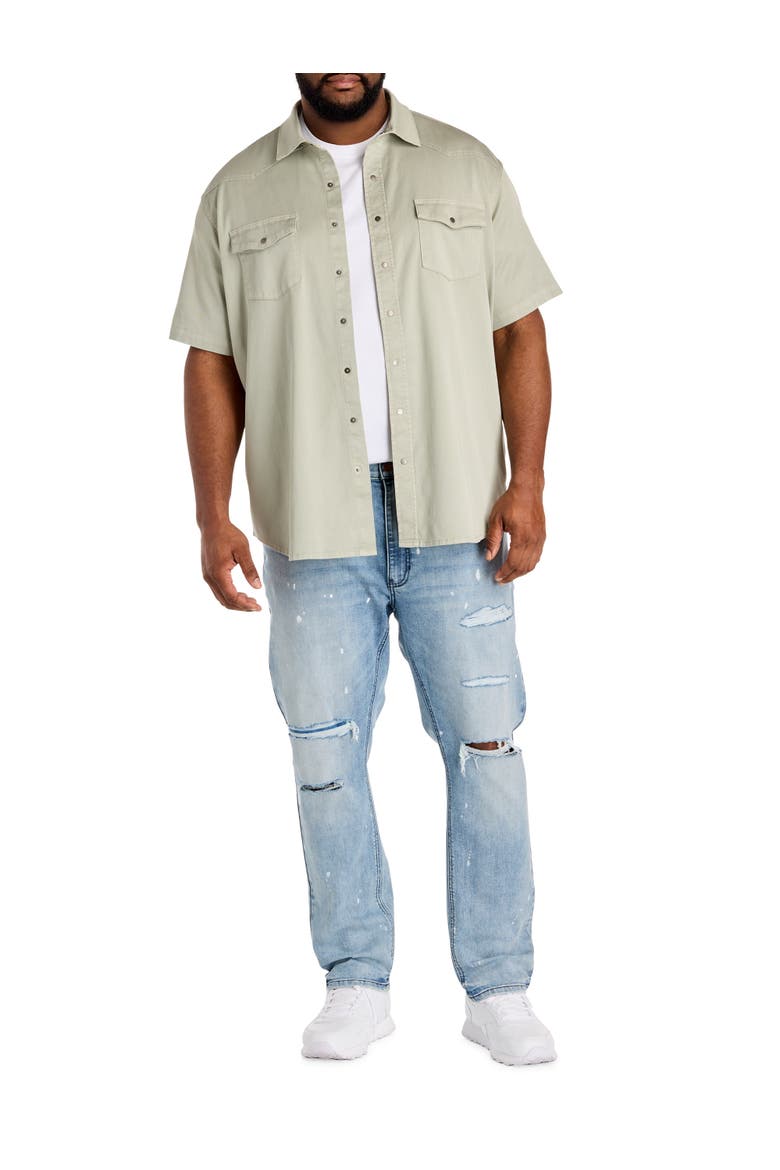 Big & Tall Western-Inspired Sport Shirt, Alternate, color, BELGIAN BLOCK