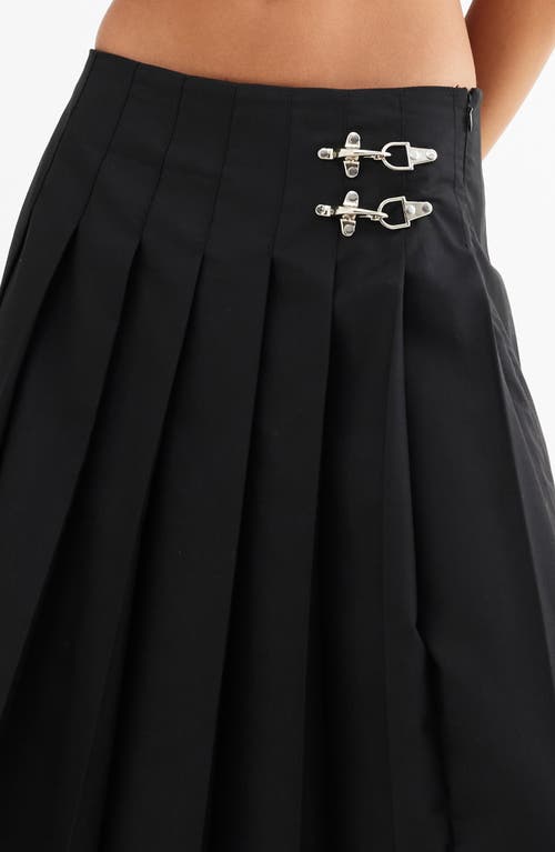 Lioness Fame Pleated Midi Skirt In Onyx