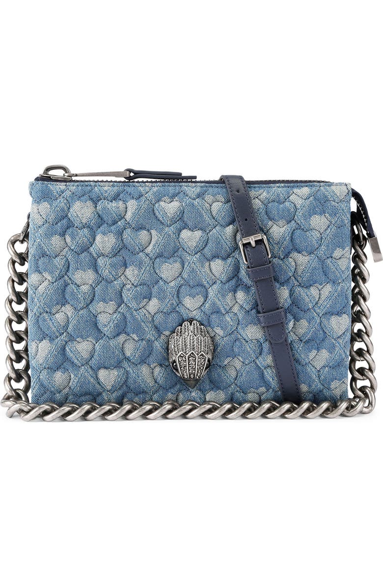 Kurt Geiger London Kensington Puff Quilted Denim Pouch Shoulder Bag, Main, color, Dark Blue