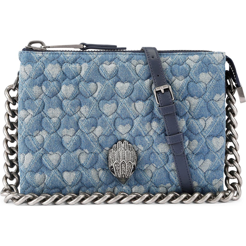 Kurt Geiger London Kensington Puff Quilted Denim Pouch Shoulder Bag In Blue