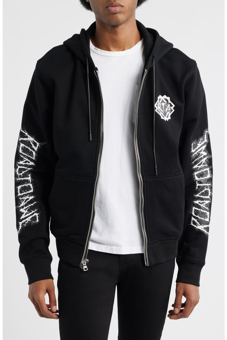 Floyd Black Metal Zip Hoodie, Main, color, BLACK METAL ROAD TO AWE
