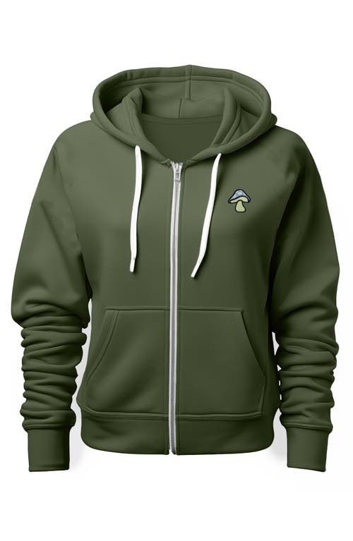 Dalix Mushroom Zip Hoodie In Military Green