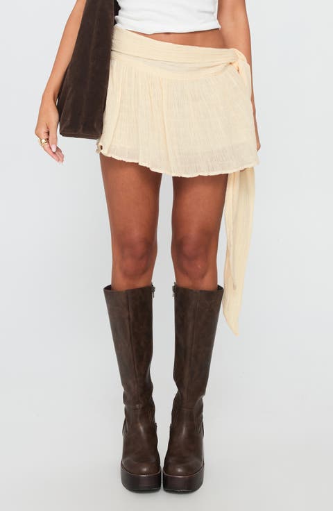 Reviva Side Tie Organic Cotton Blend Miniskirt