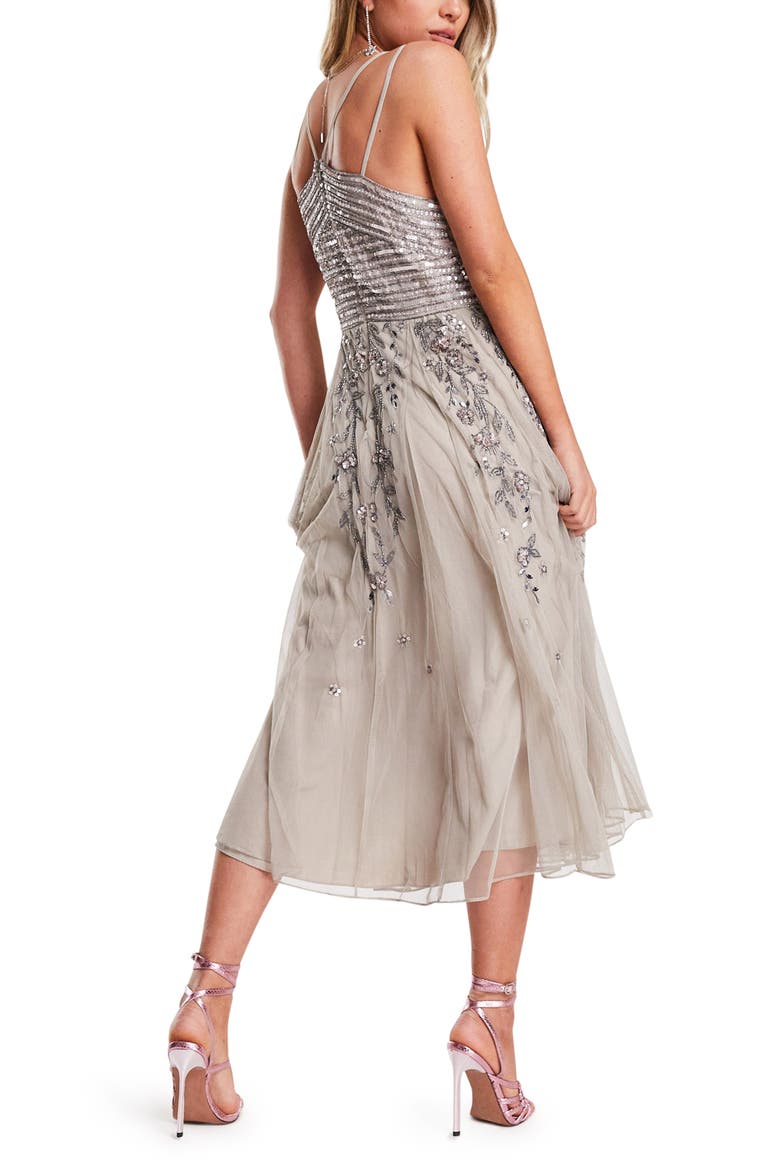 Strappy Floral Embellished Midi Dress, Alternate, color, SILVER MULTI