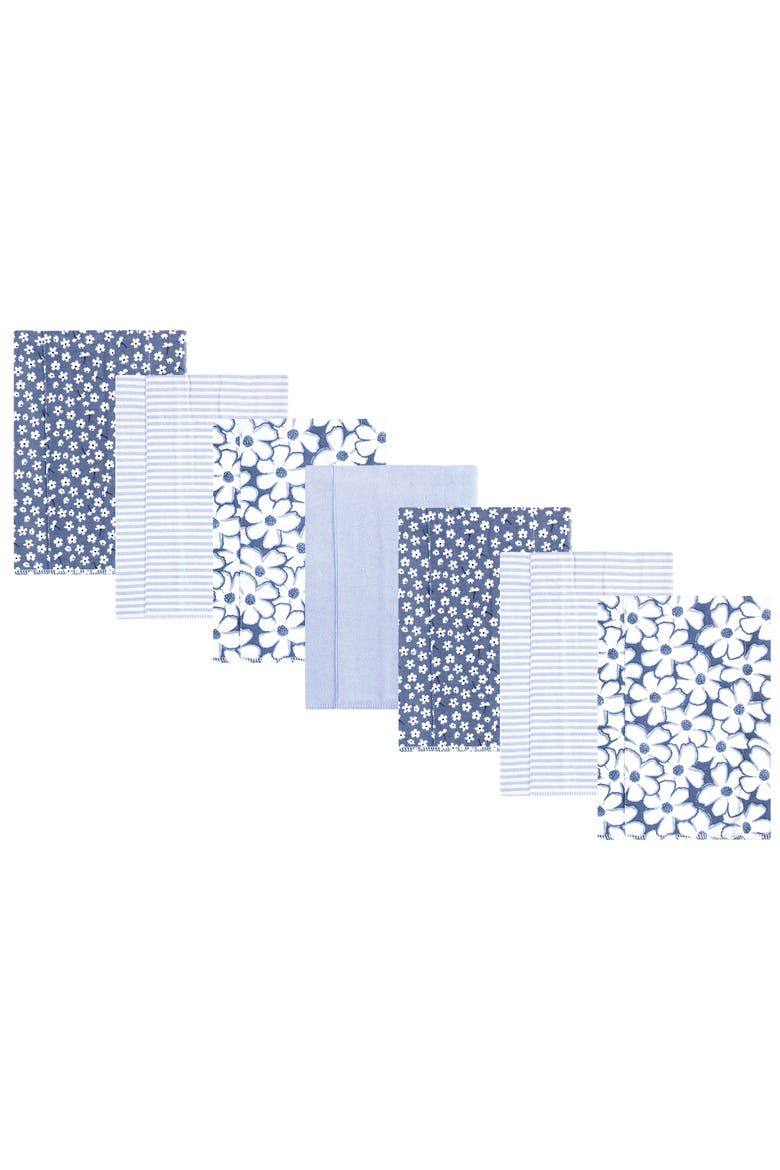 7-Pack Absorbent Flannel Burp Cloths , Cotton-Poly Blend, Main, color, Blue Cosmos