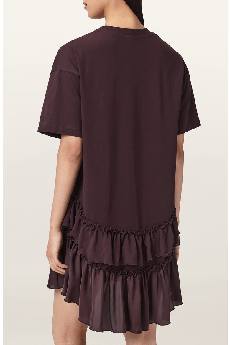 Feyre Ruffle Tiered Cotton T-Shirt Minidress, Alternate, color, BURGUNDY RED