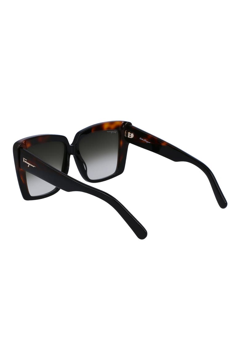 55mm Gradient Rectangular Sunglasses, Alternate, color, BLACK/ TORTOISE