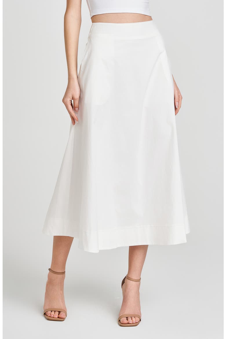Lilly Stretch Cotton Midi Skirt, Main, color, IVORY