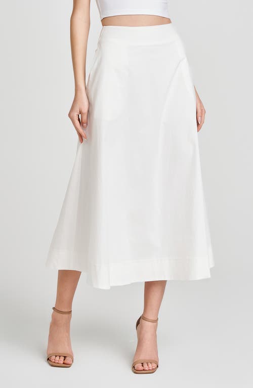 Shop Wayf Lilly Stretch Cotton Midi Skirt In Ivory