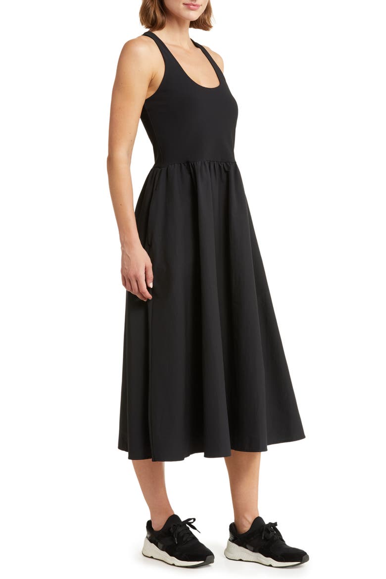 Explorer Rib Bodice Racerback Dress, Alternate, color, BLACK