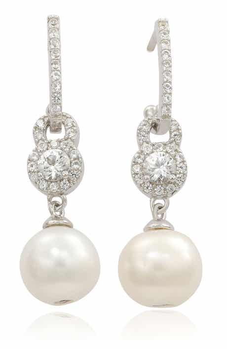 SUZY LEVIAN Sterling Silver Freshwater Pearl Drop Earrings