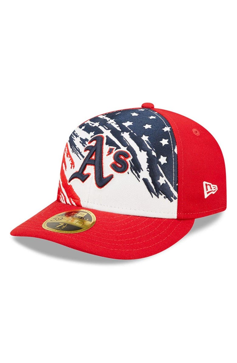 New Era Men's New Era Red Oakland Athletics 2022 4th of July Low Profile 59FIFTY Fitted Hat, Main, color, Red