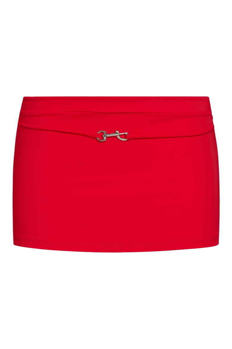 North Light Low Rise Buckle Strap Miniskirt, Alternate, color, CRIMSON